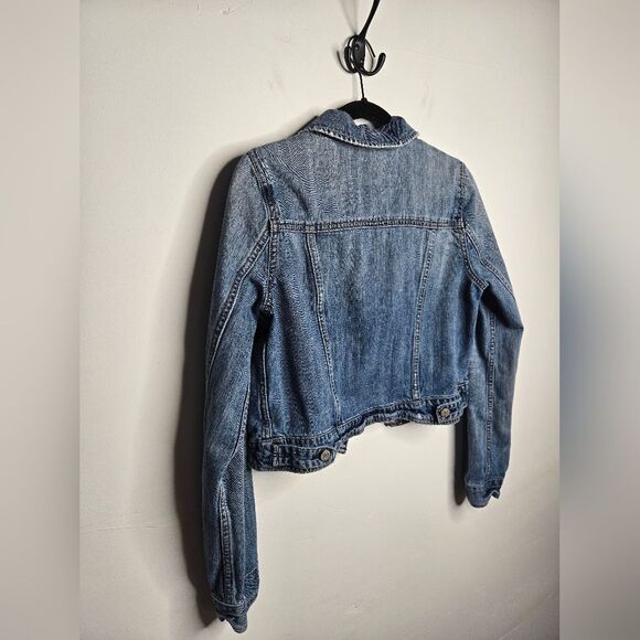 American Eagle Outfitters Cropped Denim Jean Jacket Casual Timeless Y2K Size M - Picture 9 of 11